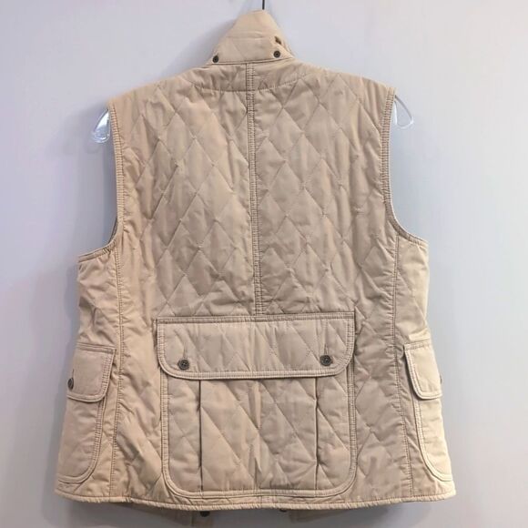 Ralph Lauren Tan Quilted Vest Corduroy Suede Patch Snap Button Sz L - Picture 2 of 6